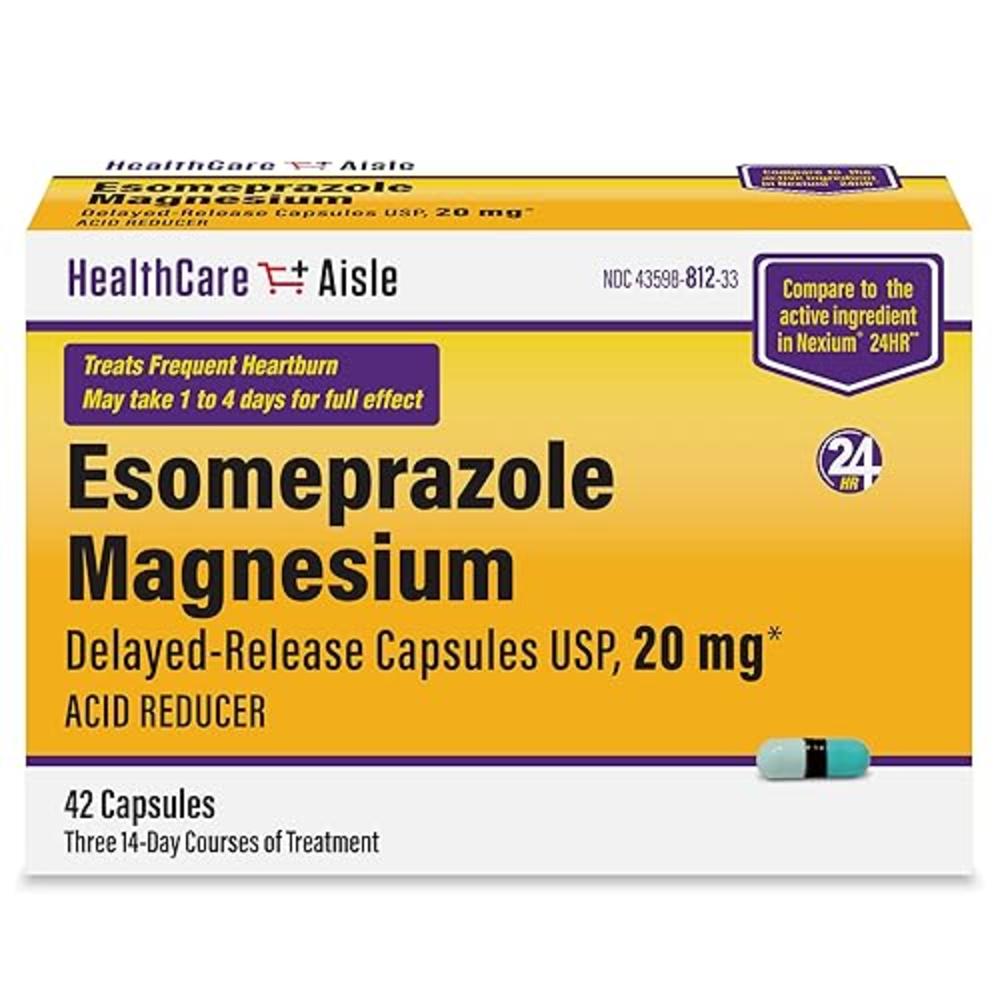 HealthCareAisle Esomeprazole Magnesium 20 mg - 42 Delayed-Release Capsules - Acid Reducer, Treats Frequent Heartburn