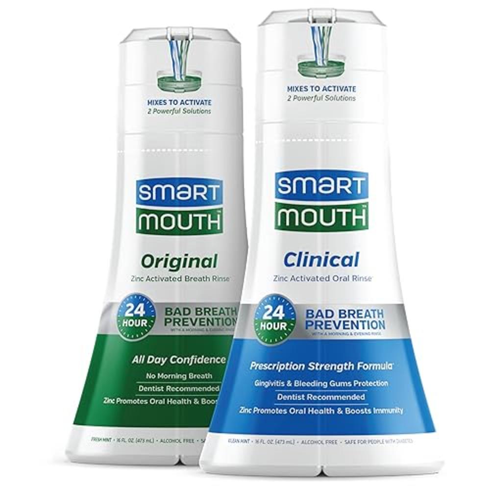 SmartMouth Original Activated and Clinical DDS (Gum & Plaque) 24 Hour Fresh Breath Rinse, 2 Bottles, 2.51 Pound