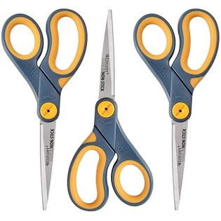 Westcott 8 Titanium-Bonded Non-Stick Scissors For Office & Home,  Gray/Yellow, 3 Pack (15454)