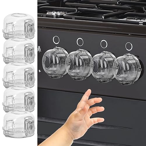 WOMHOM Stove Knob Covers for Child Safety Universal Size Gas Stove Knob Covers with Strong Acrylic Adhesive Baby Proof Oven Knob Covers