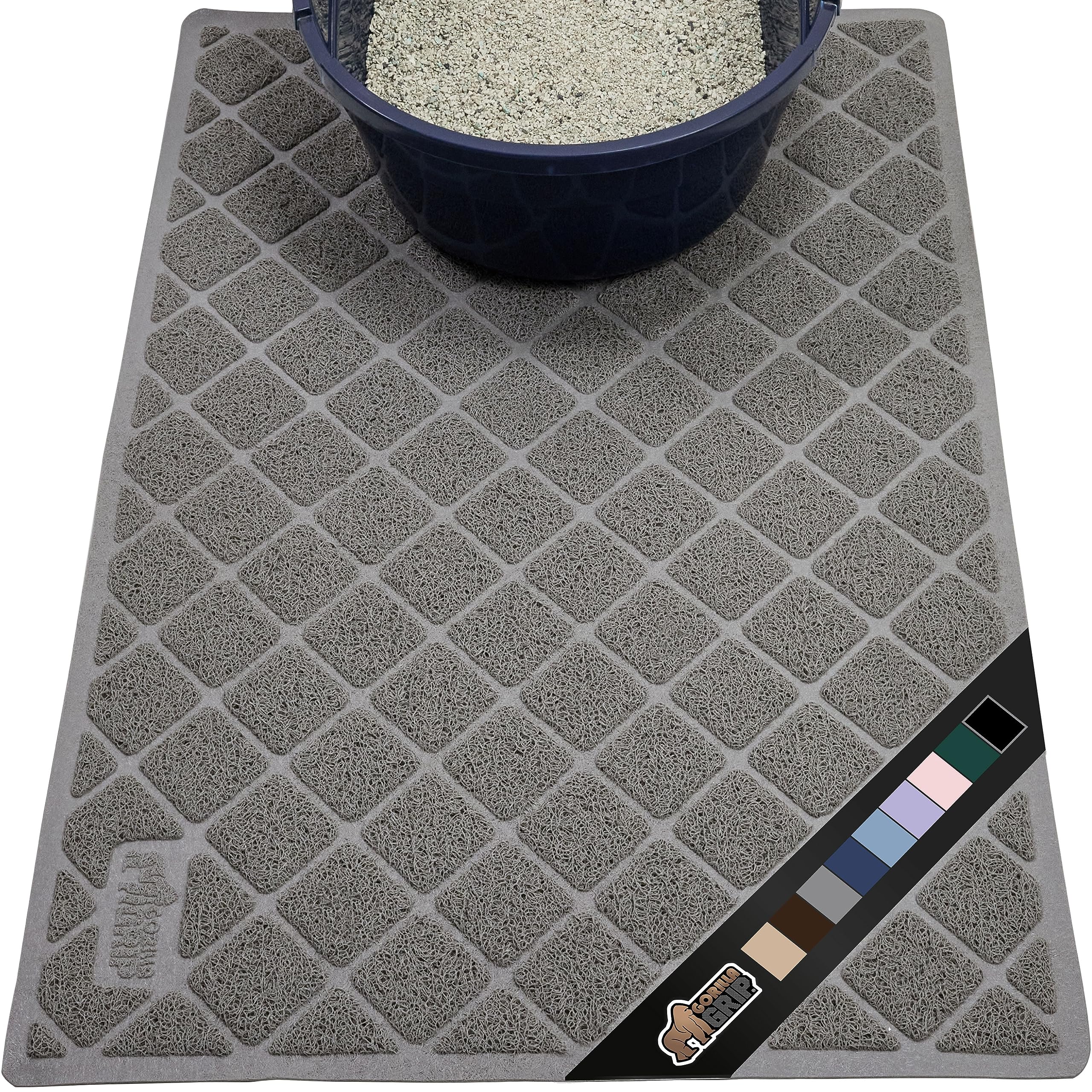 Gorilla Grip The Original Gorilla Grip 100% Waterproof Cat Litter Box Trapping Mat, Easy Clean, Textured Backing, Traps Mess for Cleaner Floo