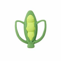Infantino Lil' Nibbles Textured Silicone Teether -Sensory Exploration and Teething Relief with Easy to Hold Handles, Green Pea P
