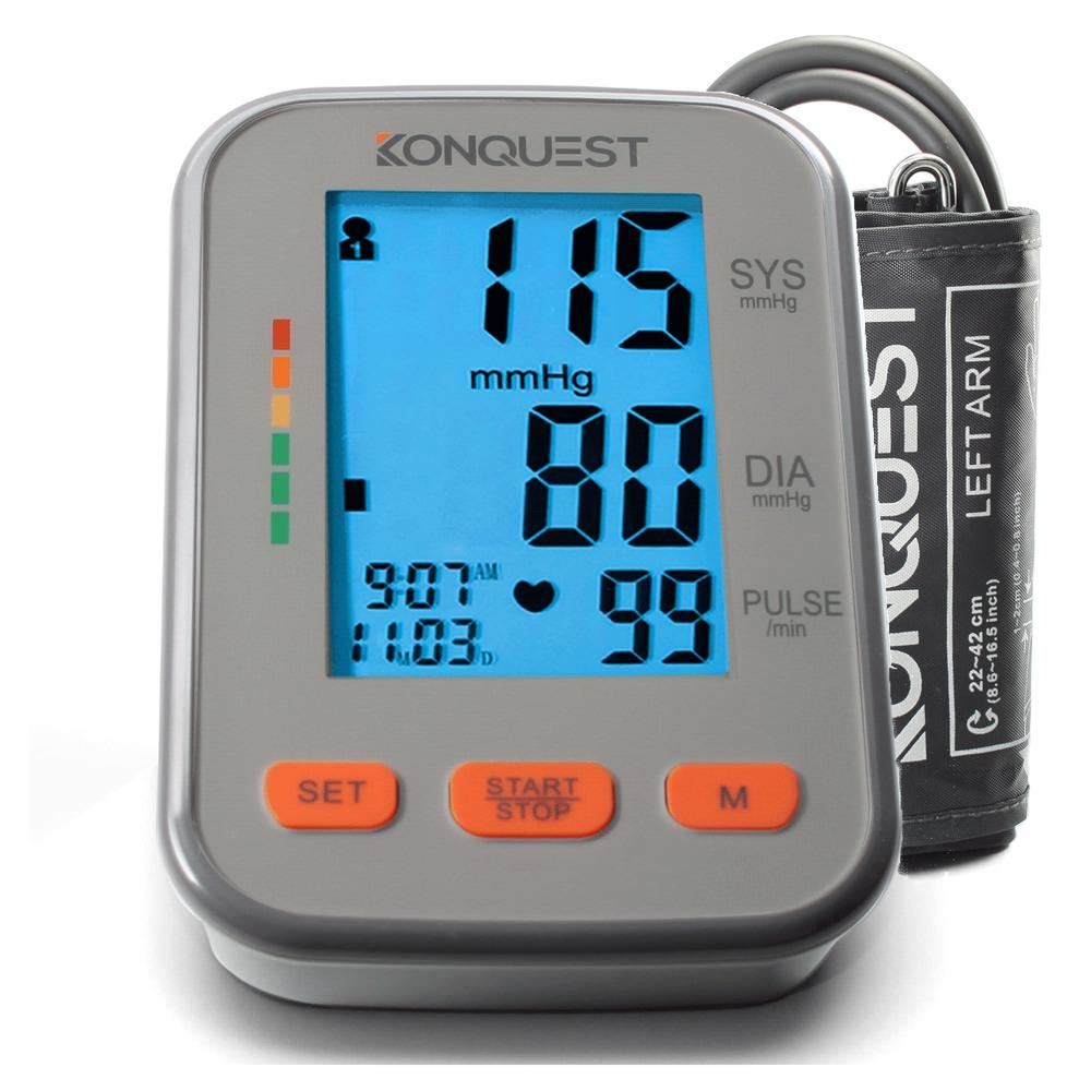 Konquest KBP-2704A Automatic Upper Arm Blood Pressure Monitor - Adjustable Cuff - Large Backlit Display - Irregular Heartbeat De