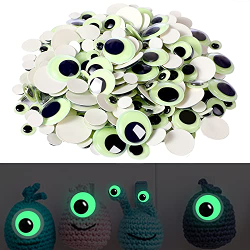 UPINS Wiggle Googly Eyes Self Adhesive Glow in The Dark Luminous 300Pcs  Craft Sticker Sparkle Colored Googly Eyes for DIY Decora