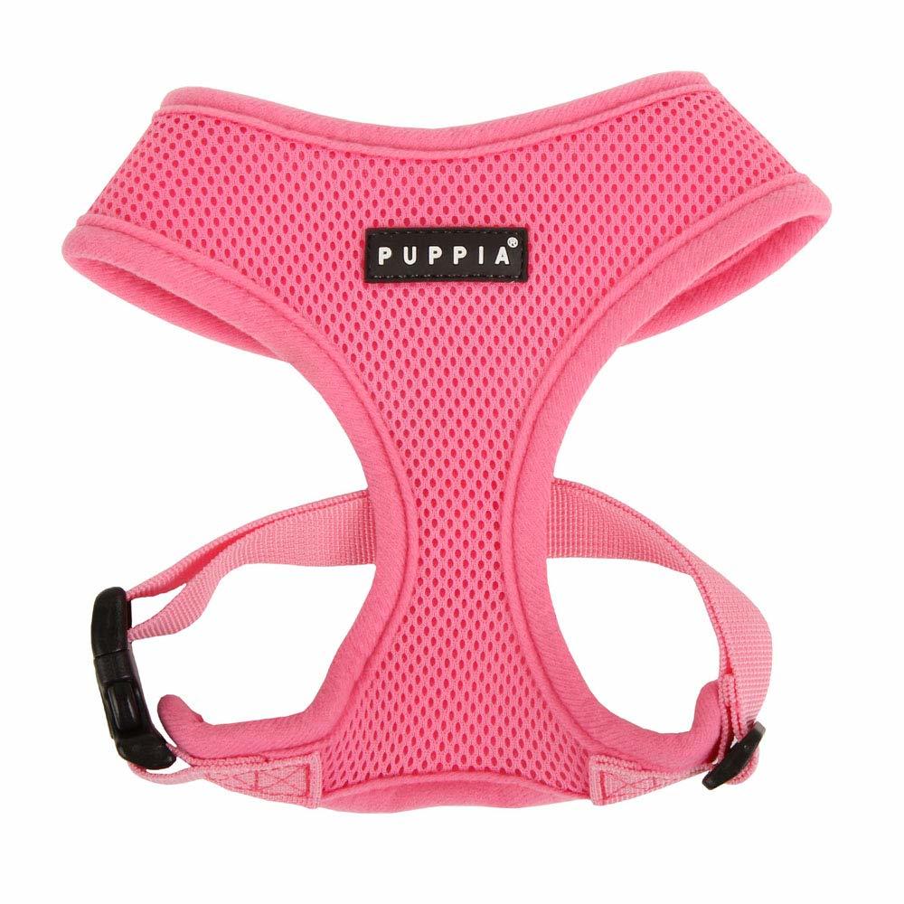 Puppia Soft Dog Harness No Choke Over-The-Head Triple Layered Breathable Mesh Adjustable Chest Belt and Quick-Release Buckle, Pi