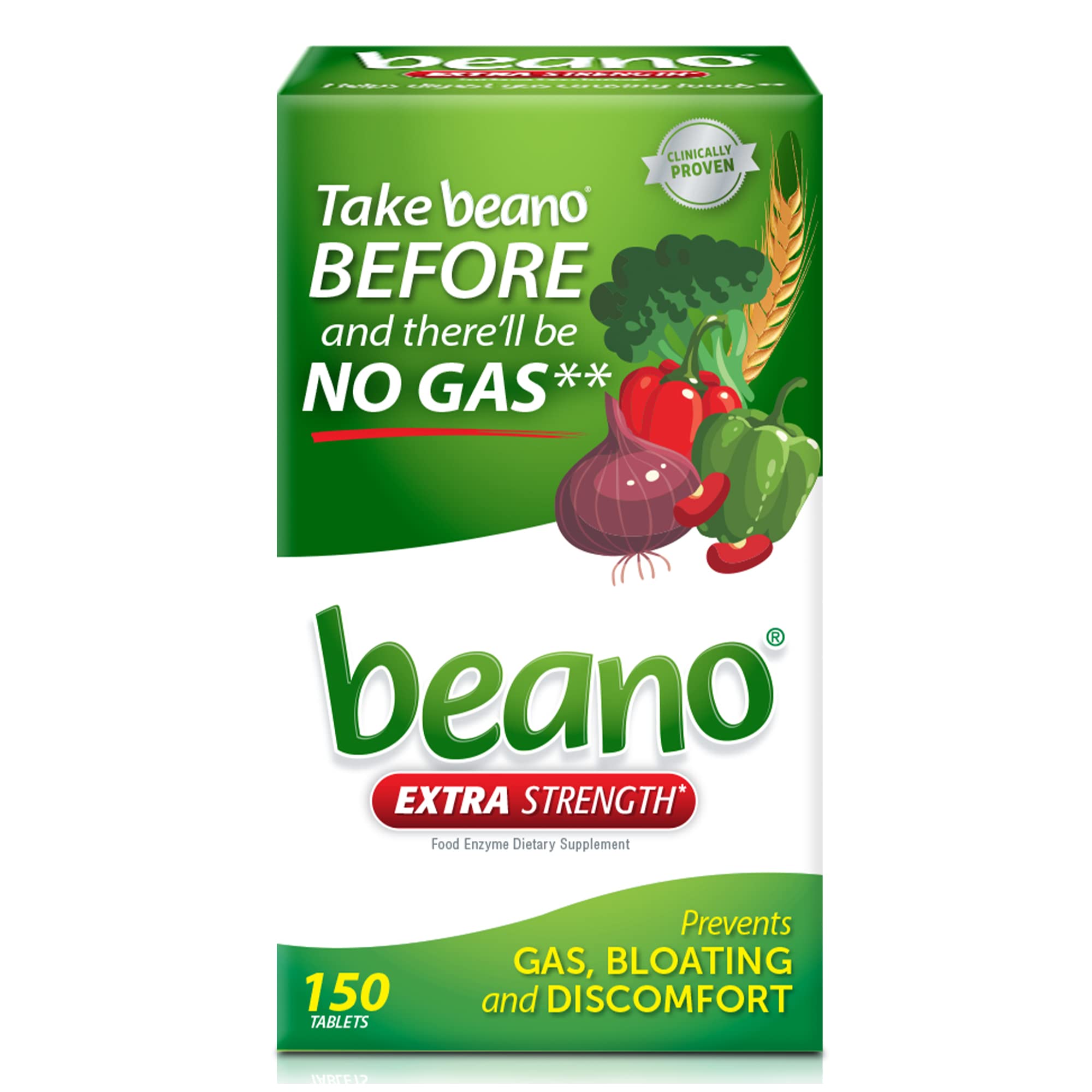 Beano Extra Strength, Gas Prevention & Digestive Enzyme Supplement, 150 Count