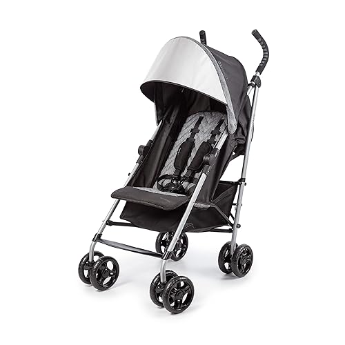 Summer Infant 3Dlite ST Convenience Stroller, Black & Gray - Lightweight Stroller with Steel Frame, Large Seat Area, Multi-Posit
