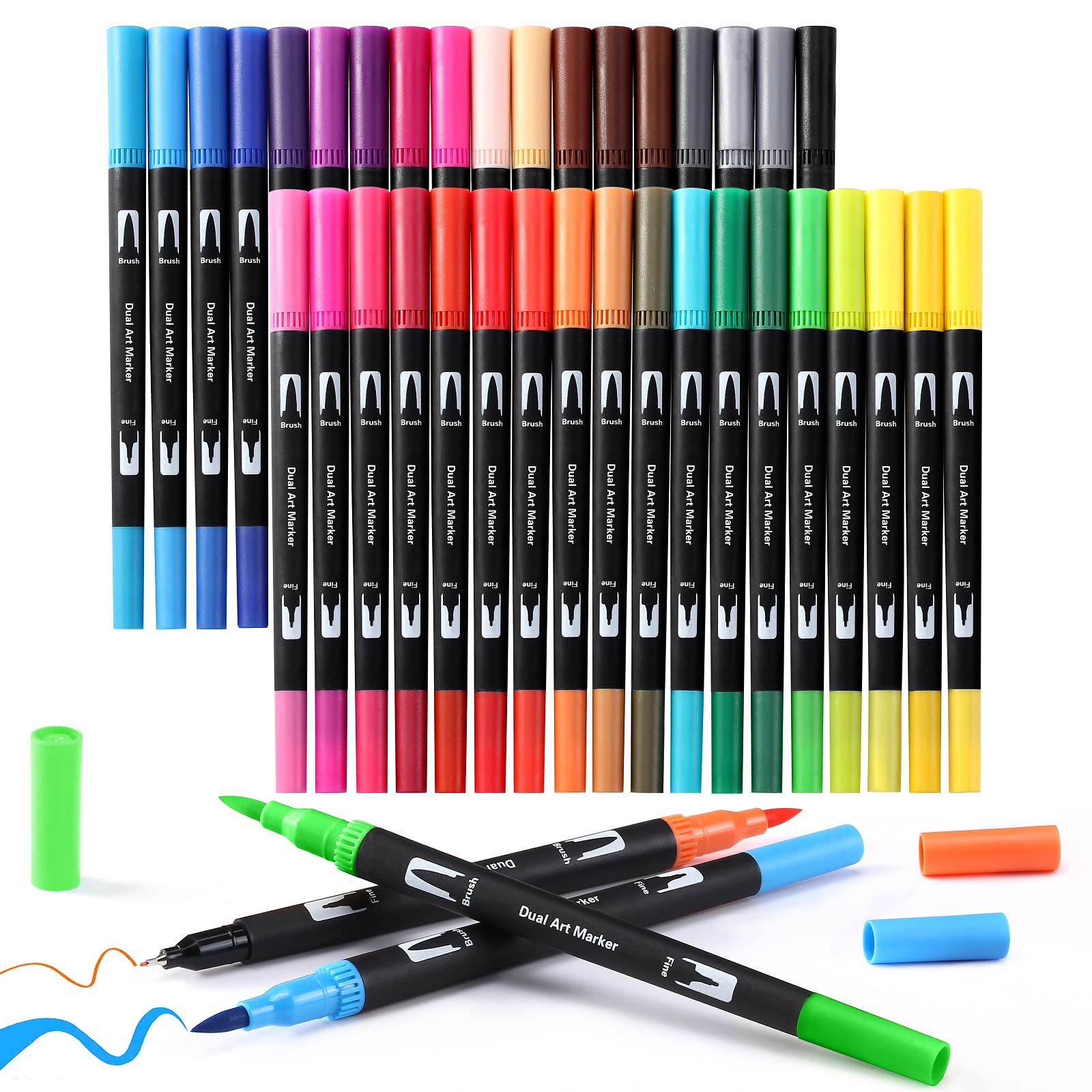 upanic Upanic Brush Markers for Adults Coloring,36 Colors Art Markers Colored  Pens for Bullet Journaling Note Taking Drawing Calligraph
