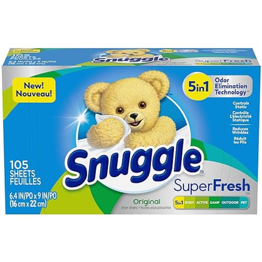 Snuggle Plus SuperFresh Fabric Softener Dryer Sheets with Static Control and Odor Eliminating Technology, Original, 105 Count 2p