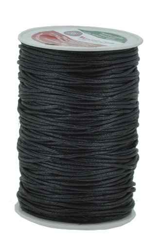 Mandala Crafts Size 2mm Black Waxed Cord for Jewelry Making - 109 Yds Black  Waxed Cotton Cord for Jewelry String Bracelet Cord W
