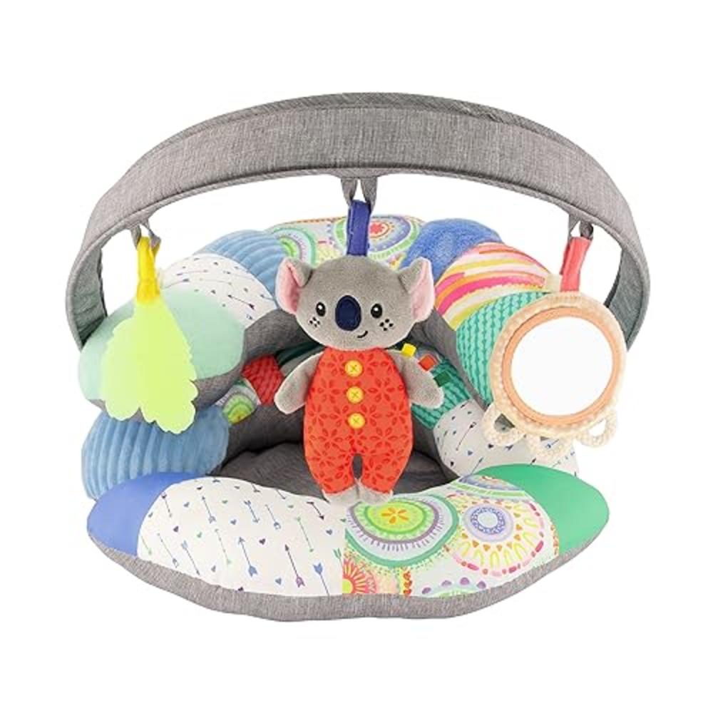 Infantino 3-in-1 Tummy Time, Sit Support & Mini Gym - Removable Toy Arch - Musical Koala Pal, Soothing Leaf Teether & Peek-and-S
