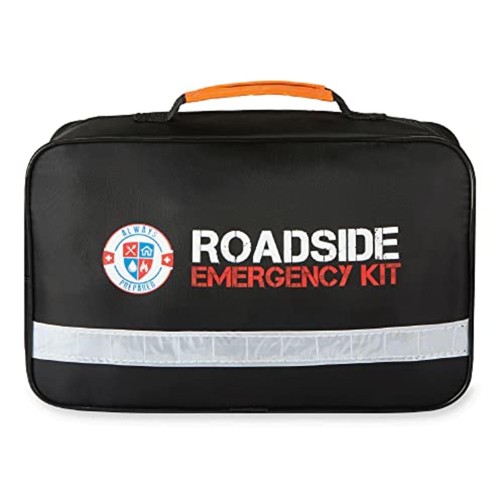 Always Prepared Premium (125 Piece) Roadside Emergency Car Kit - with Jumper Cables - All-in-One Auto Safety and First Aid Kit -