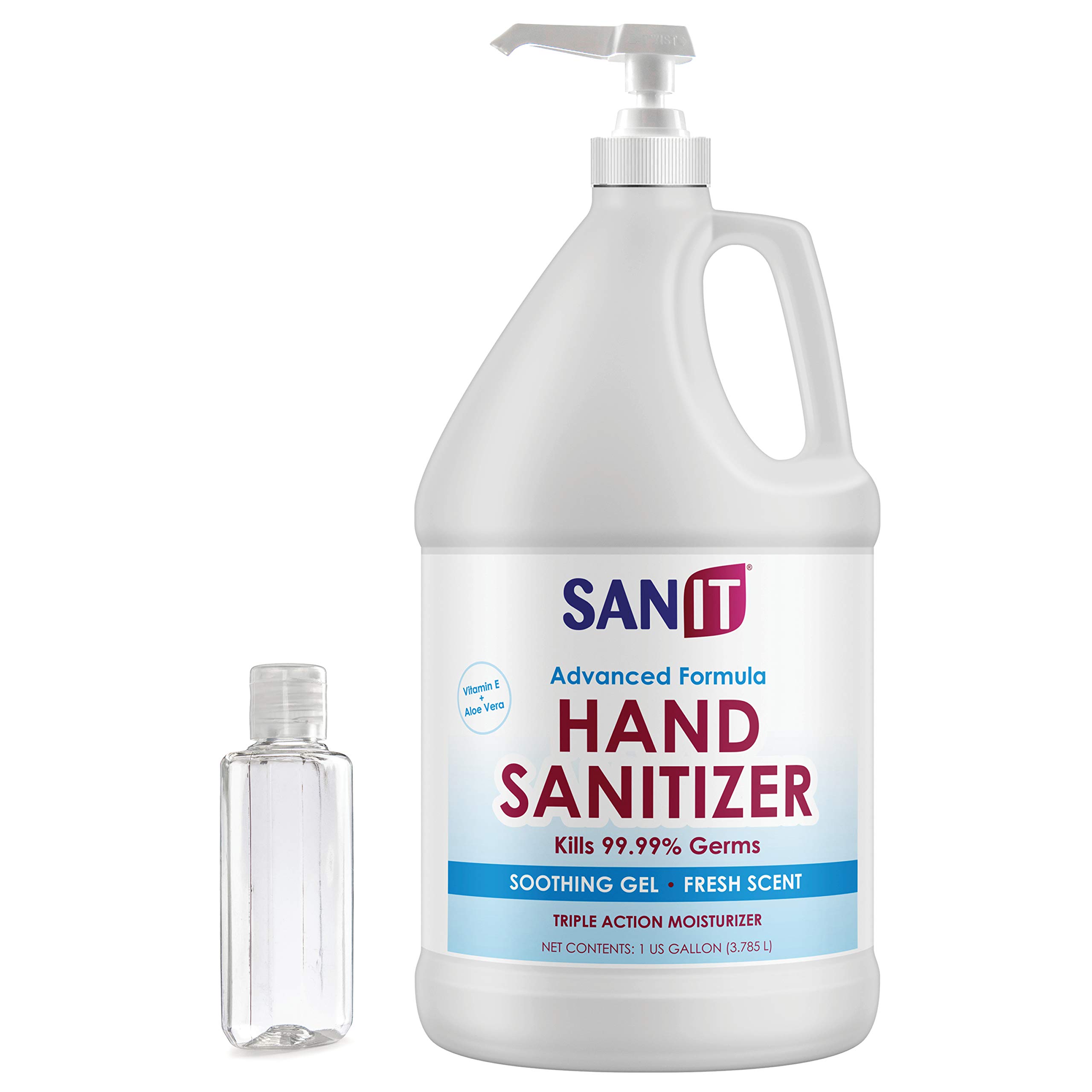 Sanit Moisturizing Hand Sanitizer Gel 70% Alcohol - Kills 99.99% Germs, Advanced Formula with Vitamin E and Aloe Vera - Soothing