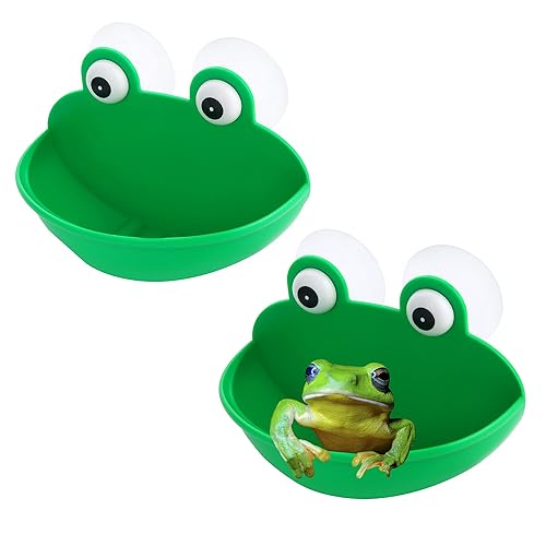 Pensino Frog Habitat Frog Dish Holder with Suction Cup, Frog Terrarium Cute Fish Tank Decoration for Tree Frog Toad Tadpole Smal