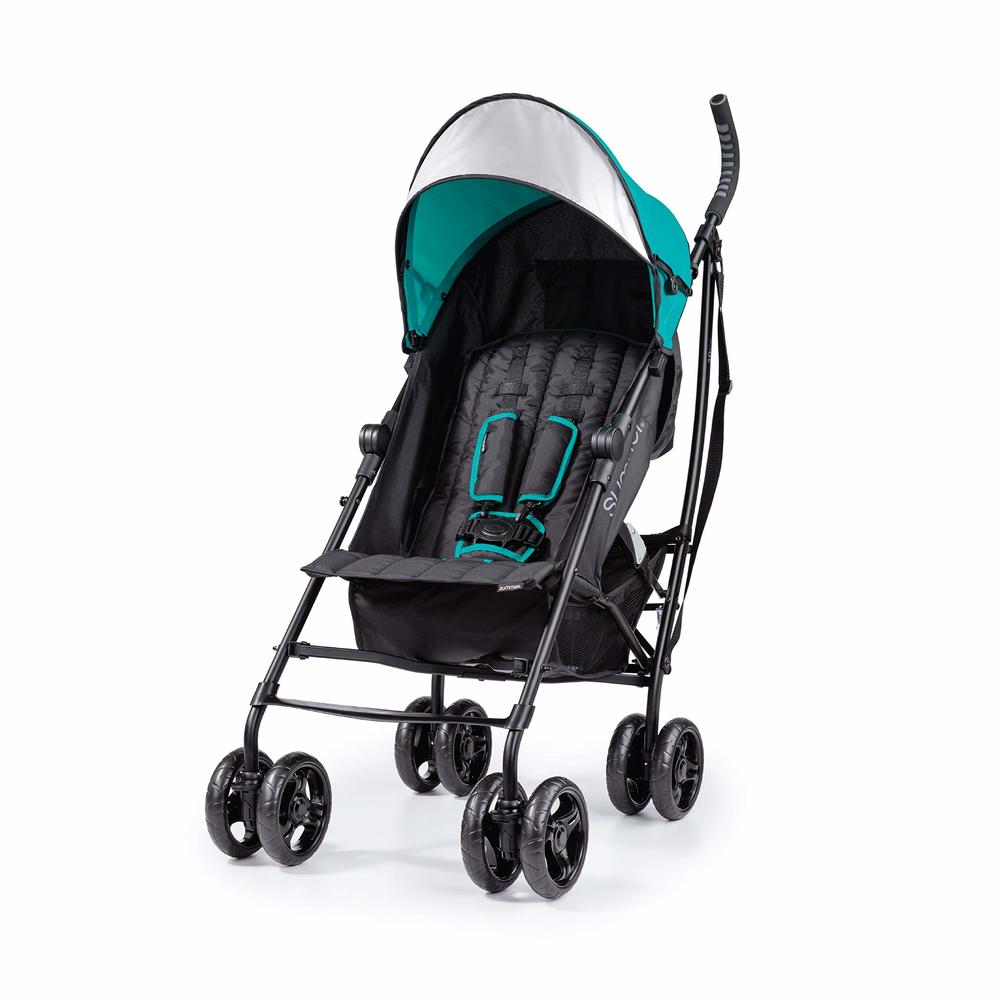Summer Infant 3Dlite Convenience Stroller, Teal - Lightweight Stroller with Aluminum Frame, Large Seat Area, 4 Position Recline,