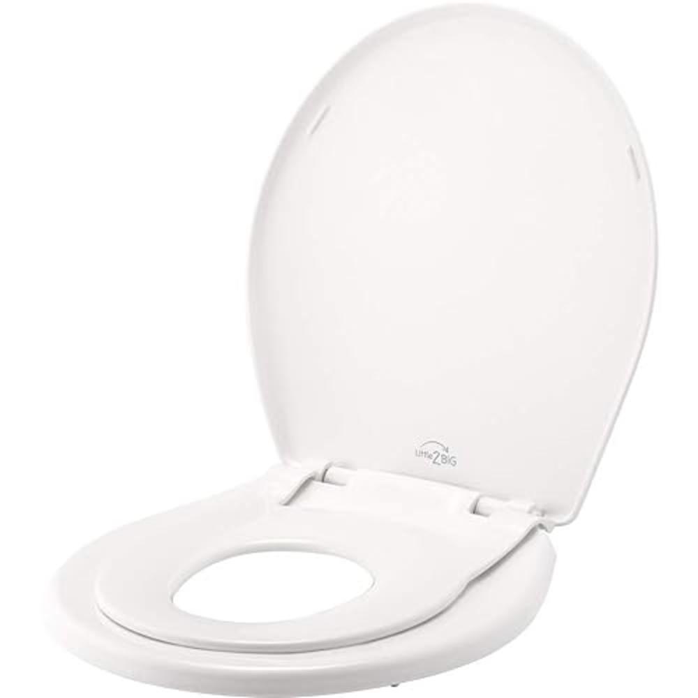 Mayfair Little2Big 81SLOW 000 Toilet Seat with Built-In Potty Training Seat, Slow-Close, and will Never Loosen, ROUND, White