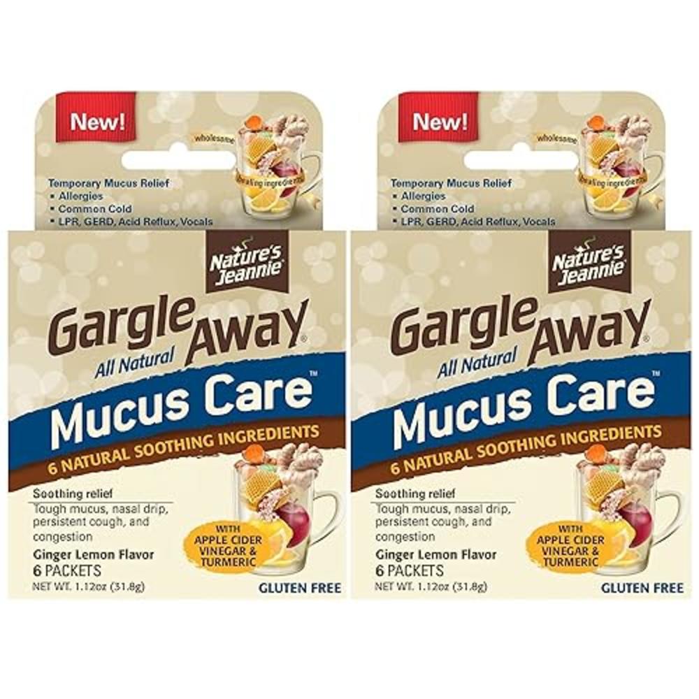 Nature's Jeannie Gargle Away by Nature's Jeannie All Natural Mucus Care- for Mucus Relief, Sinus Congestion, Nasal Drip, Cough, 12 Packets, Ginge