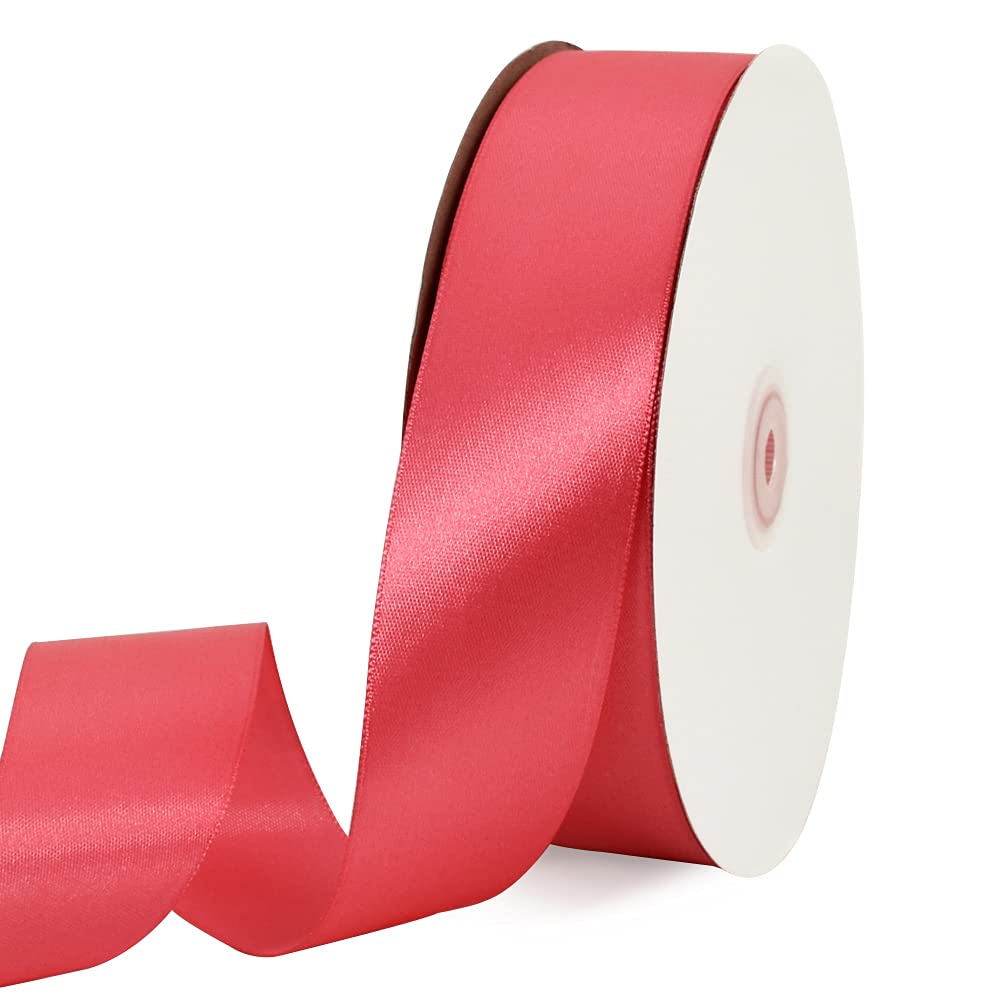 TONIFUL 1-1/2 Inch (40mm) x 100 Yards Peach Pink Wide Satin Ribbon