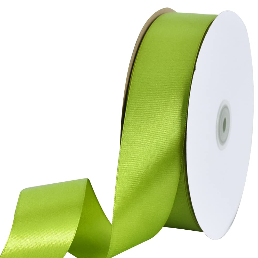 TONIFUL 1-1/2 Inch (40mm) x 100 Yard Sage Olive Green Wide Satin Ribbon  Solid Fabric Ribbon for Gift Wrapping Chair Sash Valenti