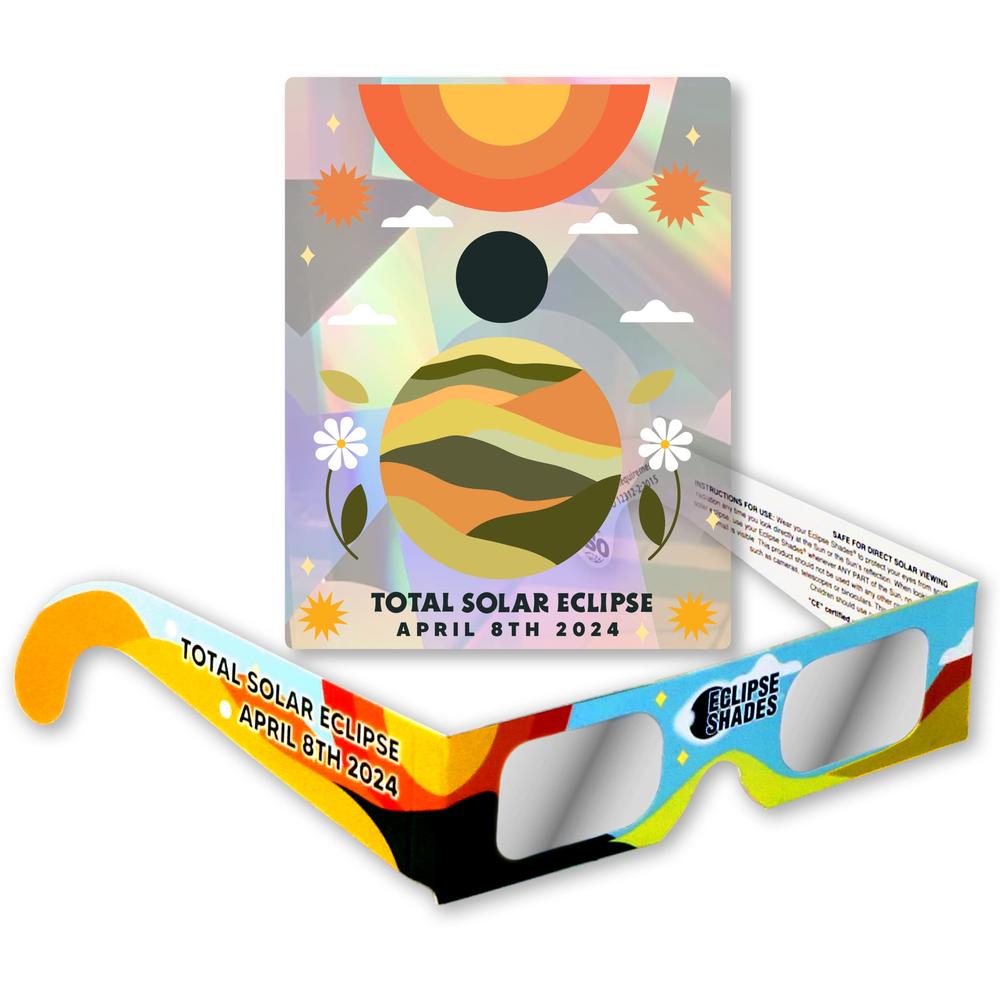 Rainbow Symphony 2024 Solar Eclipse Glasses, CE & ISO Certified, Safe for Direct Sun Viewing, Made in USA, 10 Pack and Bonus Dec