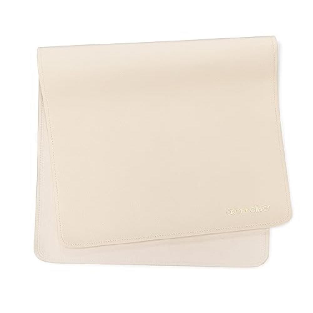 Ava + Oliver Vegan Leather Baby Changing Mat - Multipurpose Portable Wipeable Diaper Pad - Foldable for Travel (16 x 30 in) (Cre