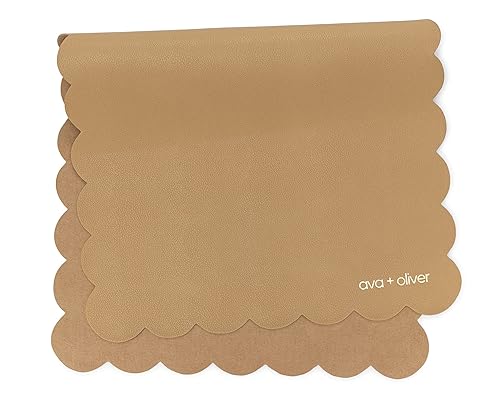 Ava + Oliver Vegan Leather Baby Changing Mat - Multipurpose Portable Wipeable Diaper Pad - Foldable for Travel (16 x 30 in) (Tan