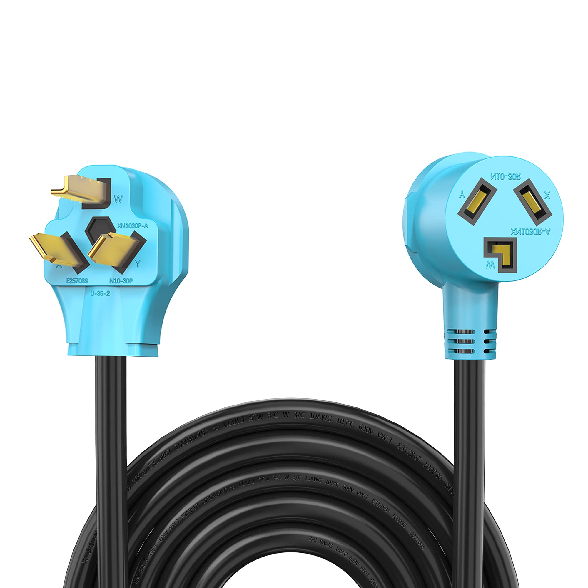 CircleCord UL Listed 3 Prong 25 Feet Dryer/EV Extension Cord, 30 Amp NEMA 10-30P/R, Suit for Level 2 EV Charging Such as Tesla M