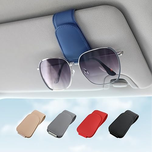 KanSmart Sunglass Holder for Car Visor Sunglasses Clip Magnetic Leather Glasses Eyeglass Holder Truck Car Interior Accessories U
