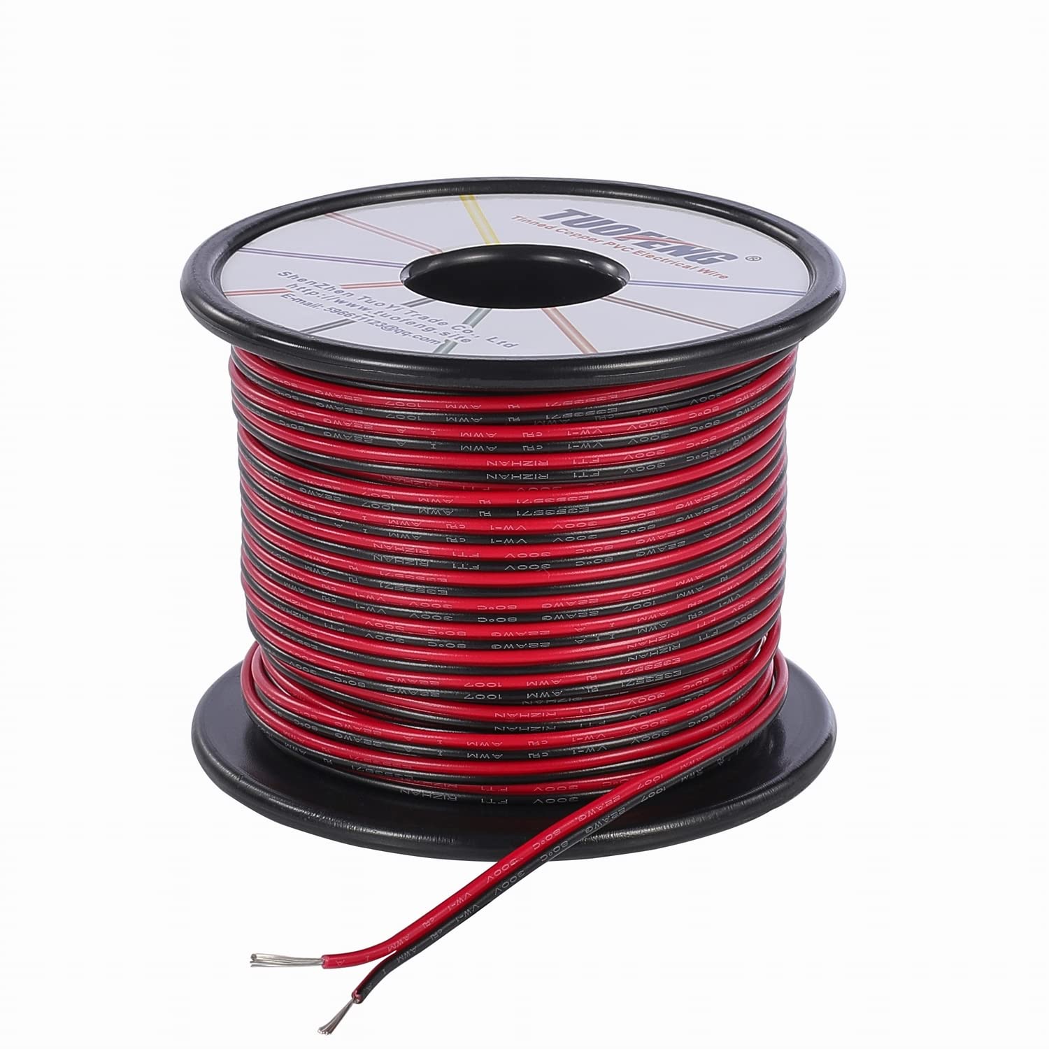 TUOFENG 22awg Electrical Wire 100 ft 22 Gauge Led Wire 2 Pin Extension Cable Wire Red Black Wires 12V/24V DC Cable for Led Strip