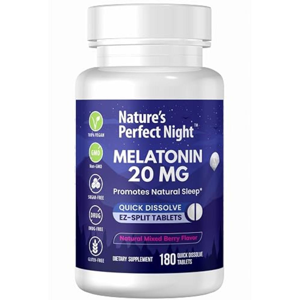 Nature's Perfect Night | Melatonin 20mg | 180 Quick Dissolve Tablets ...
