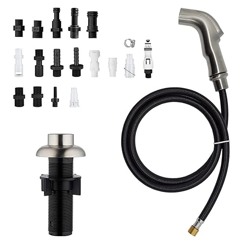 Houtingmaan Kitchen Sink Sprayer Replacement,Kitchen Sink Faucet Sprayer Hose,Kitchen Sprayer Head Replacement , 17 ADAPTERS Available, Brus