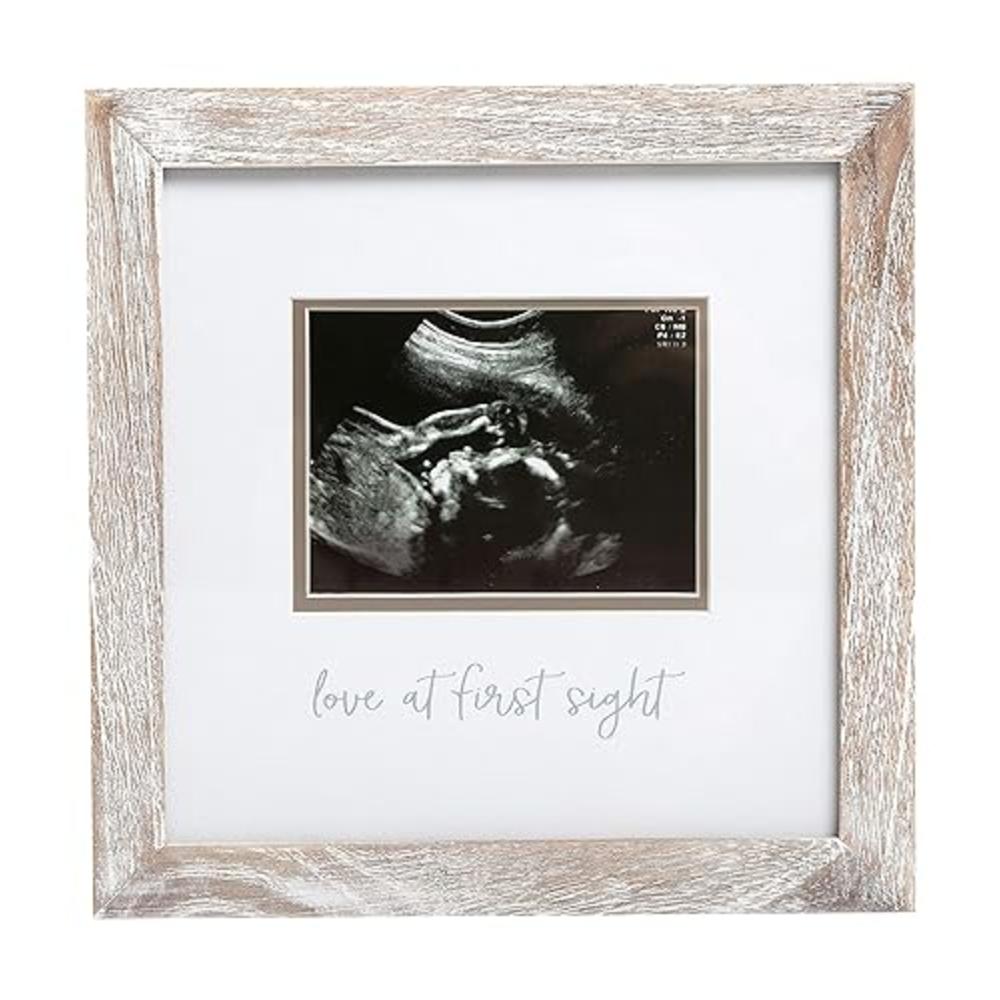 Pearhead Love at First Sight Rustic Sonogram Photo Frame, Baby Ultrasound Keepsake Picture Frame, Gender-Neutral Nursery Décor, 