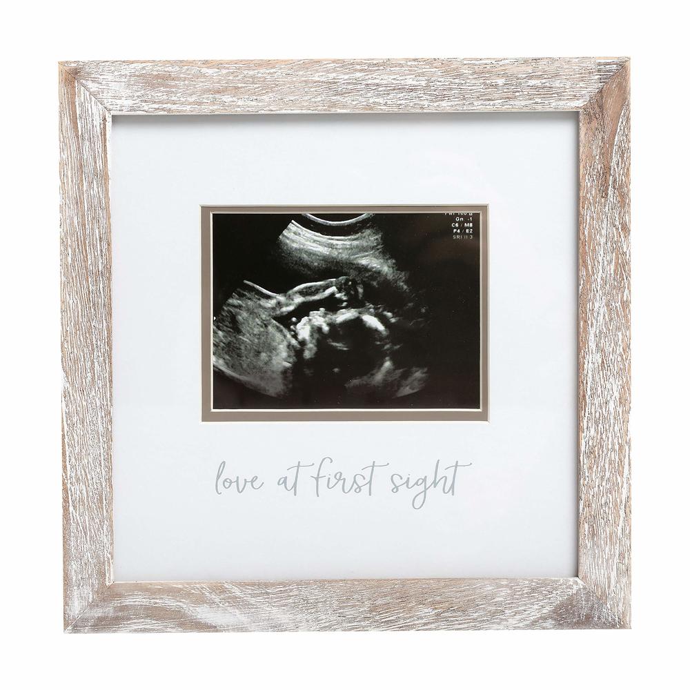 Pearhead Love at First Sight Rustic Sonogram Photo Frame, Baby Ultrasound Keepsake Picture Frame, Gender-Neutral Nursery Décor, 