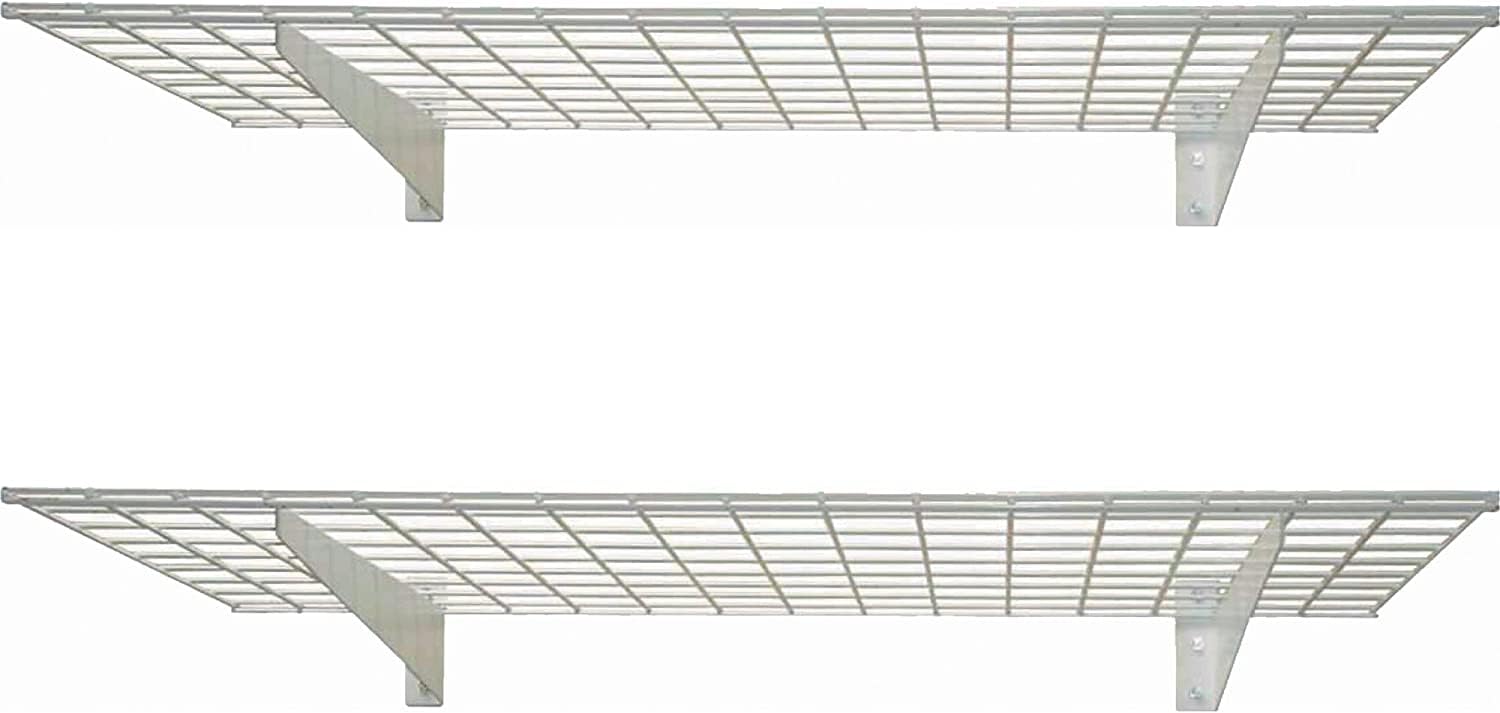 Hyloft 00967 45-Inch X 15-Inch Steel Wall Shelf Storage Rack for Garage, Low-Profile Brackets, Max Shelf Load 200 Pounds, Off Wh