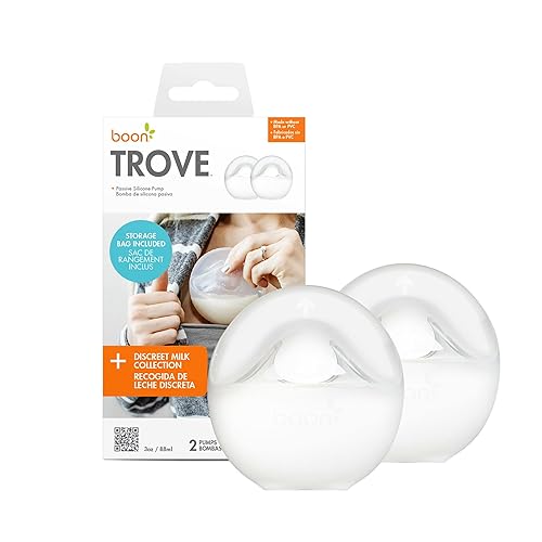 Boon TROVE Silicone Manual Breast Pump with Travel Pouch - Hands Free Breast Pump - Passive Breast Milk Collector Shell for Newb