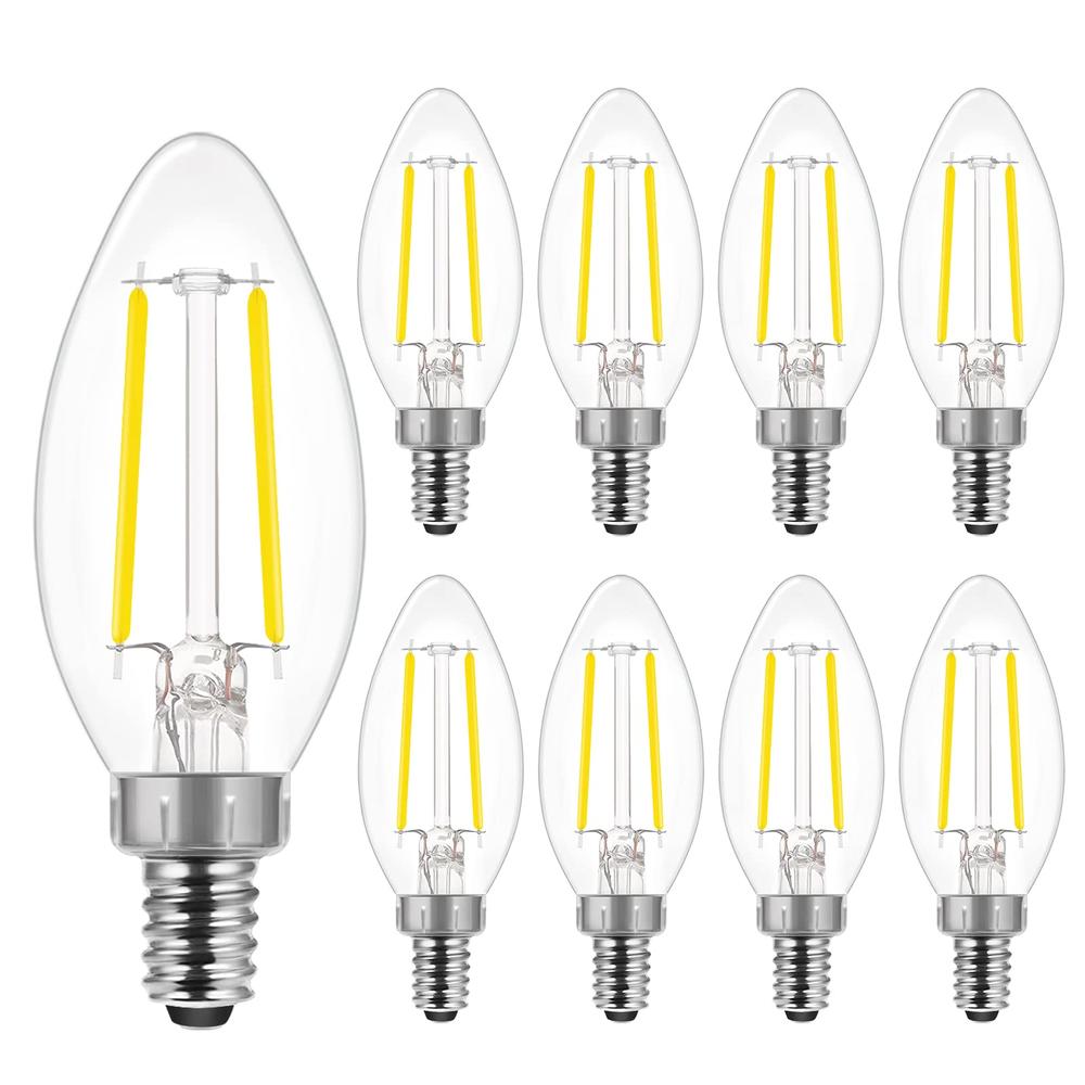 ENERGETIC SMARTER LIGHTING LED Candelabra Light Bulbs B10, Daylight 5000K, E12 Base, 60 Watt Equivalent Chandelier LED Edison Bu