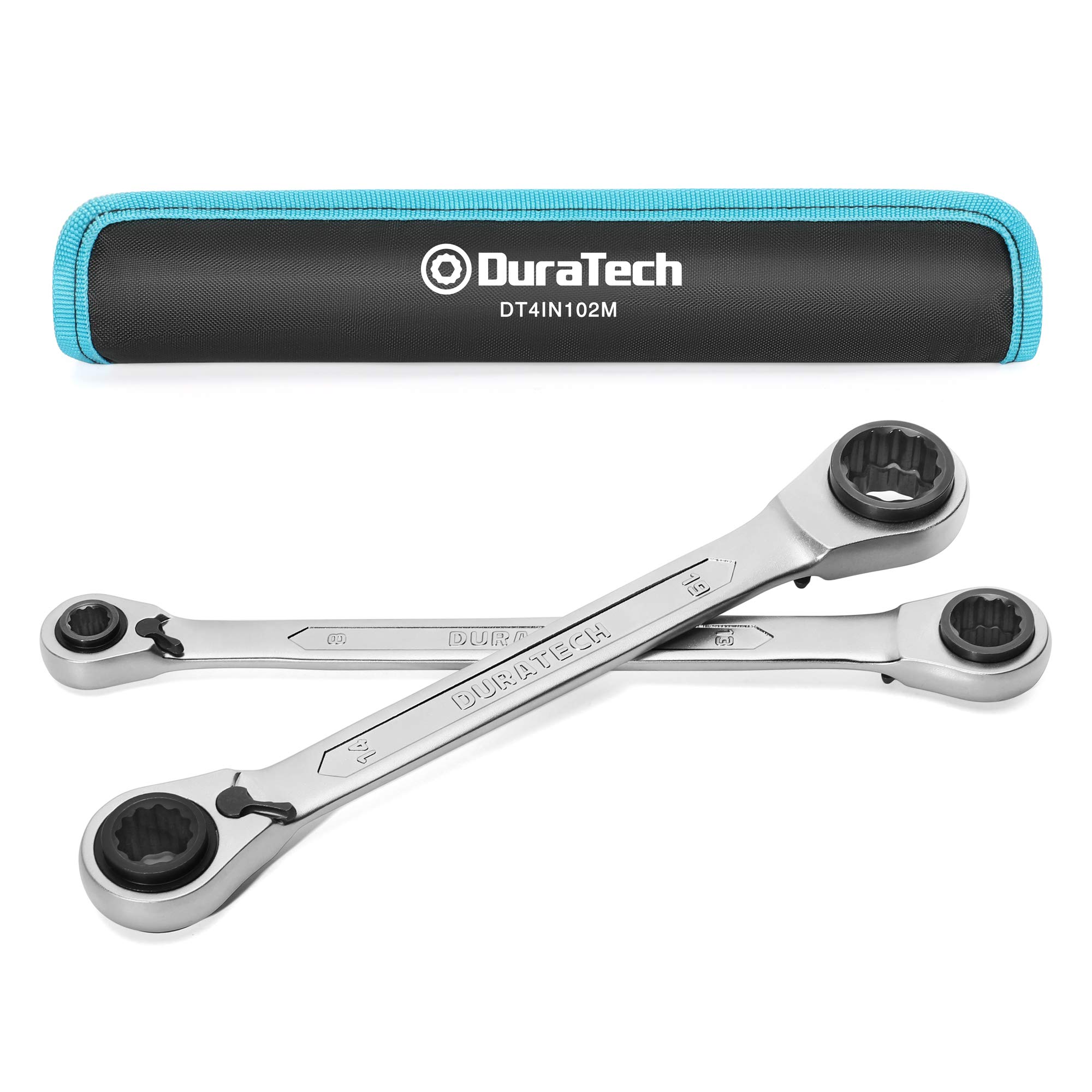 DURATECH Reversible Ratcheting Wrench Set, 4 in 1 Double Box End Wrench Set, Metric, 2-piece, 8, 10, 12, 13 & 14, 15, 17, 19 mm,