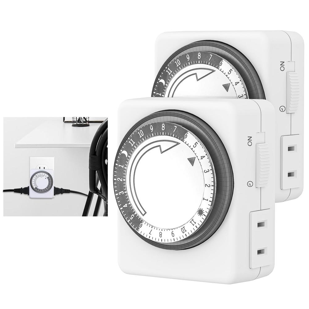 HBN Indoor Timers for Electrical Outlets,24 Hour Mechanical Outlet ...