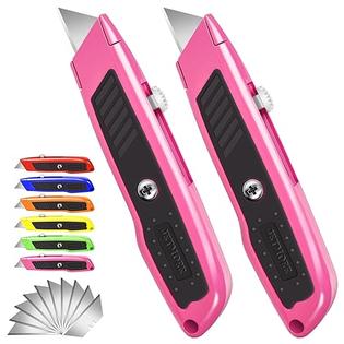 Jetmore Box Cutter, 2 Pack Pink Utility Knife, Durable Razor Knife
