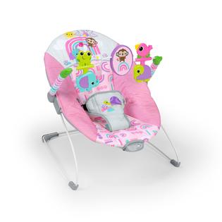 Bright Starts Pink Paradise Portable Baby Bouncer with Vibrating