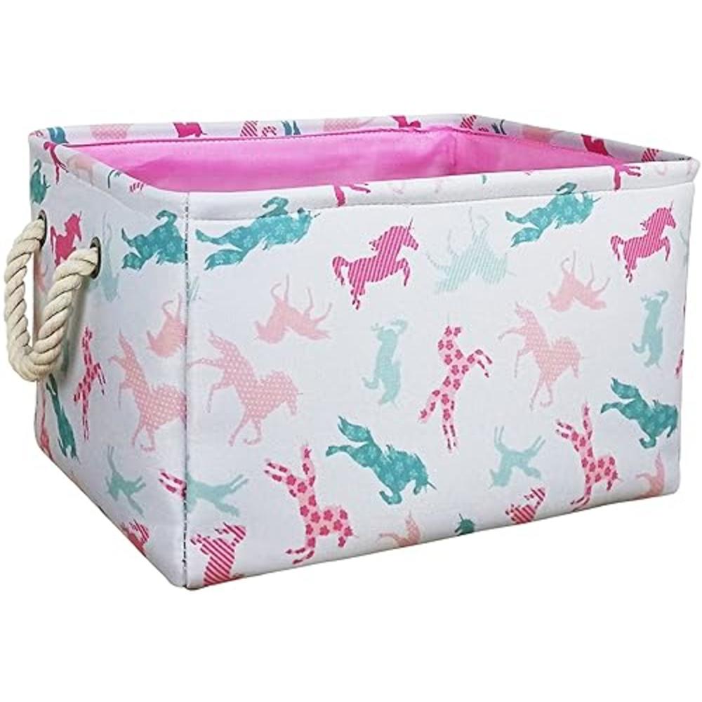ACMUUNI Rectangle Canvas Clothes Basket Laundry Hamper with Handles, Cotton Storage Organizer Perfect for Kids Boys Girls Toys R