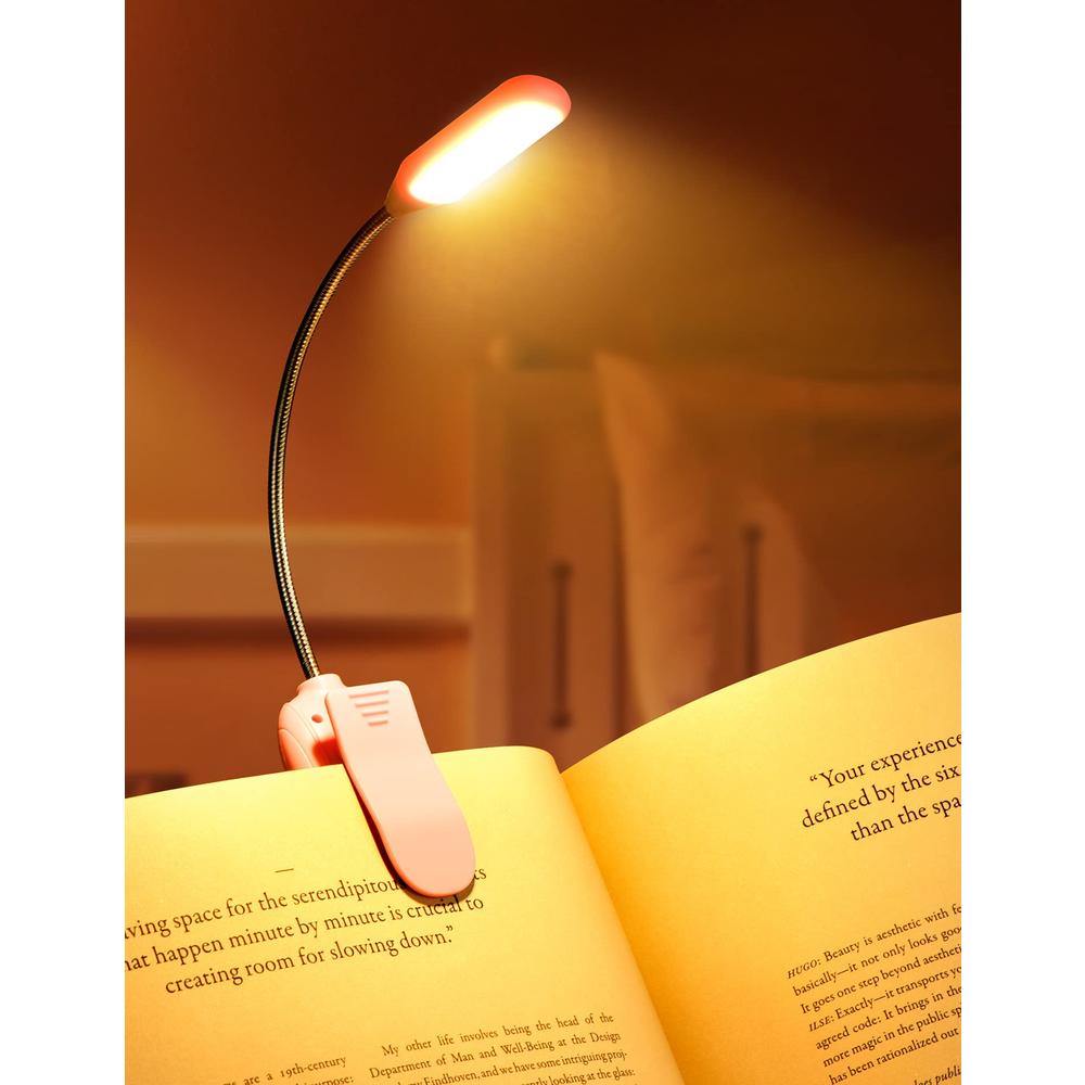Monotremp Book Lights for Reading at Night in Bed, 80 Hours Runtime LED Book Light Rechargeable, 3 Brightness Levels × 3 Color T