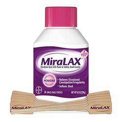 MiraLAX Gentle Constipation Relief Laxative Powder with Stirrer, Stool Softener with PEG 3350, No Harsh Side Effects, Osmotic La