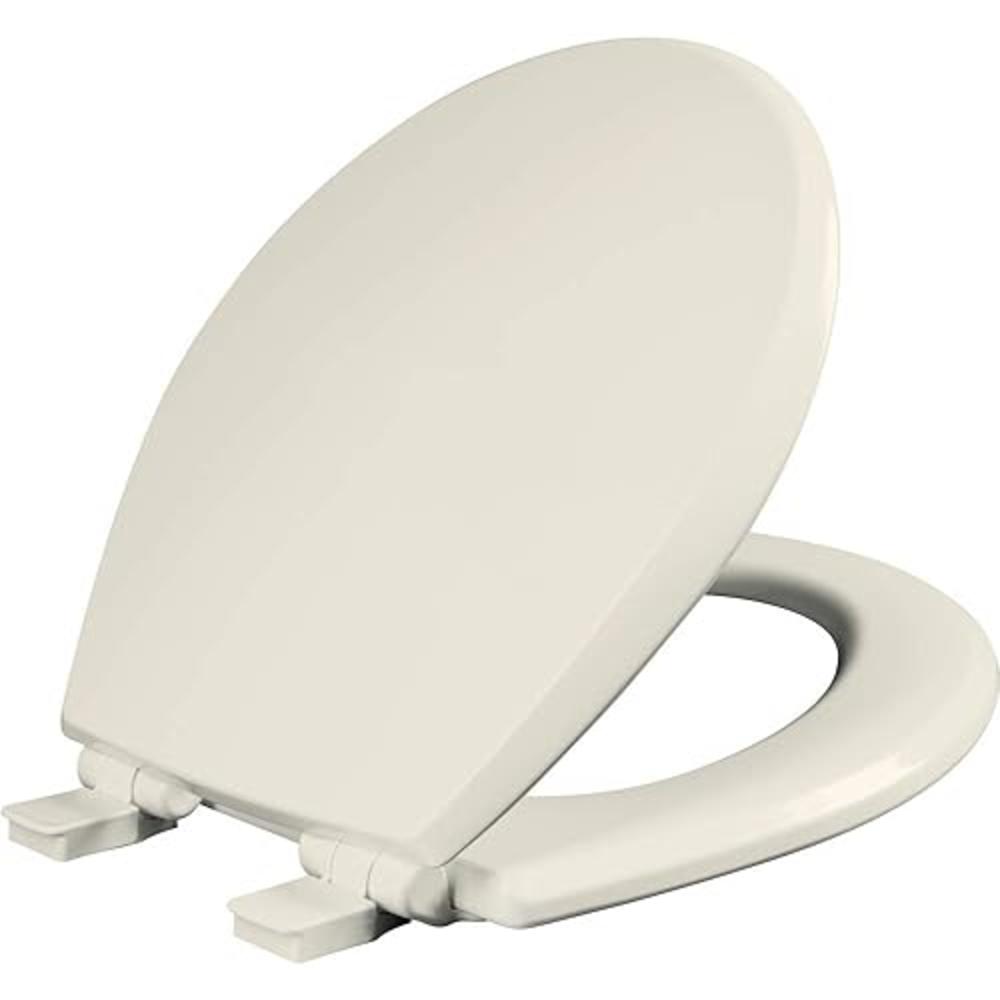 Mayfair 847SLOW 346 Kendall Slow-Close, Removable Enameled Wood Toilet Seat that will Never Loosen, 1 Pack - ROUND, Biscuit/Line