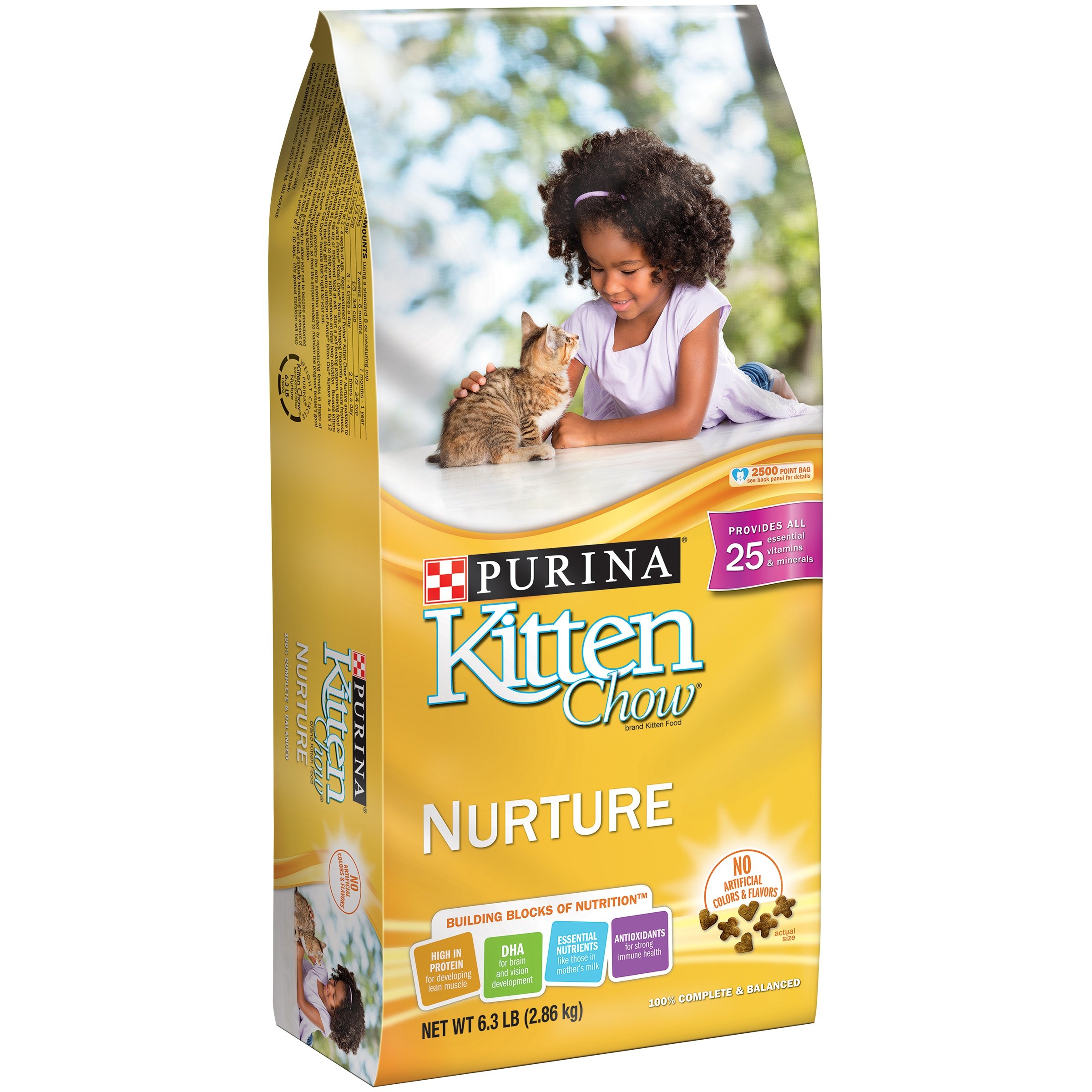 Purina Cat Chow Purina Kitten Chow Dry Kitten Food, Nurture Muscle + Brain Development - (4) 6.3 lb. Bags