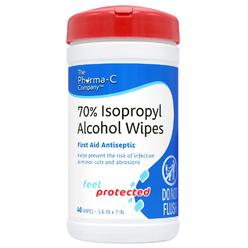 Pharma-C-Wipes Pharma-C 70% Isopropyl Alcohol Wipes [40 wipes] - IPA First Aid Antiseptic Wound Cleaner with Moisture Lock Lid. For minor cuts,