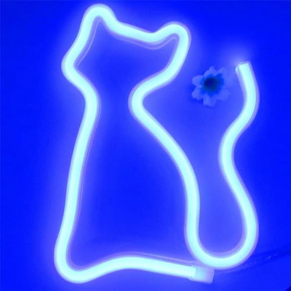 YaoZhou LED Red Cat Neon Signs Lights Wall Decor,Battery or USB Operated for Room,Wall Decor Table LED Neon Light Sign,Decorative for Ba