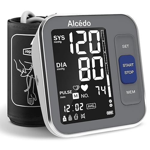 Alcedo Blood Pressure Monitor for Home Use, Automatic Digital BP Machine with Large Cuff for Upper Arm, Large Backlit Screen, Ta