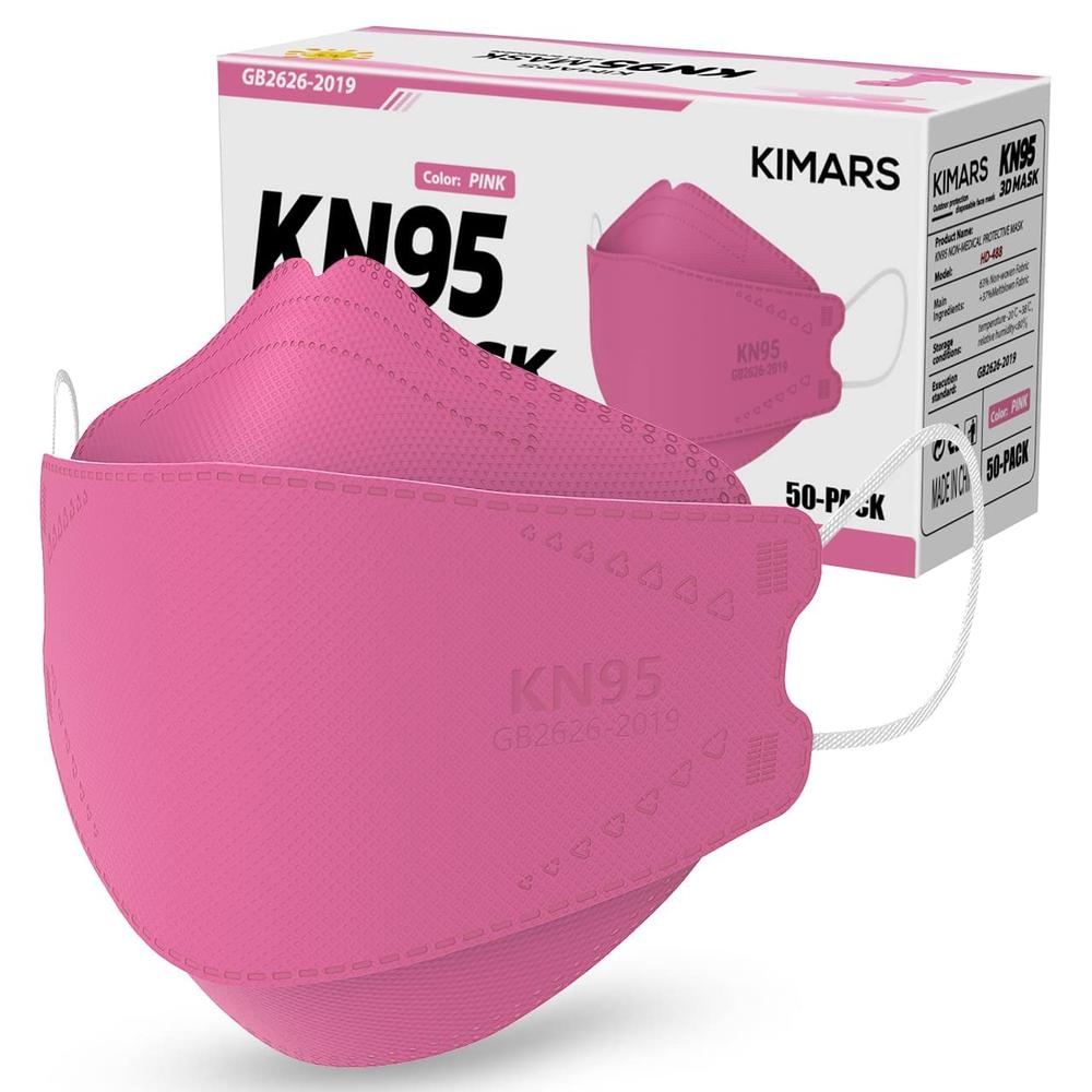 KIMARS KN95 Face Masks 50 Pack, Breathable Comfortable and Disposable KN95 Mask, Pink
