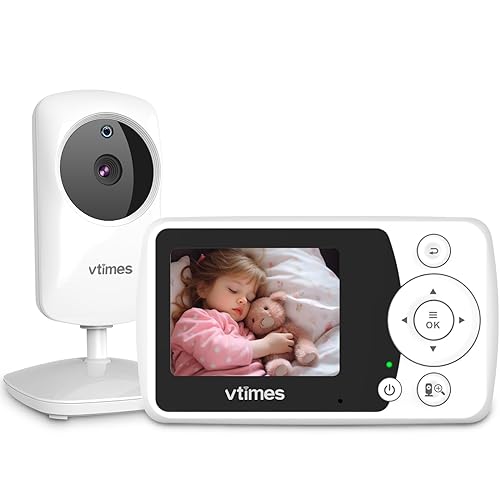 VTimes Baby Monitor with Camera and Audio, Video Baby Monitor No WiFi Night Vision, Portable Baby Camera VOX Mode Pan-Tilt-Zoom 